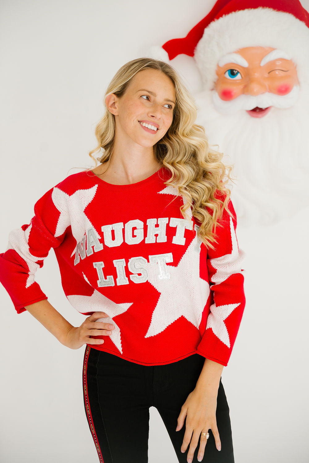 NAUGHTY LIST SILVER SPARKLE SWEATER SWEATER Judith March
