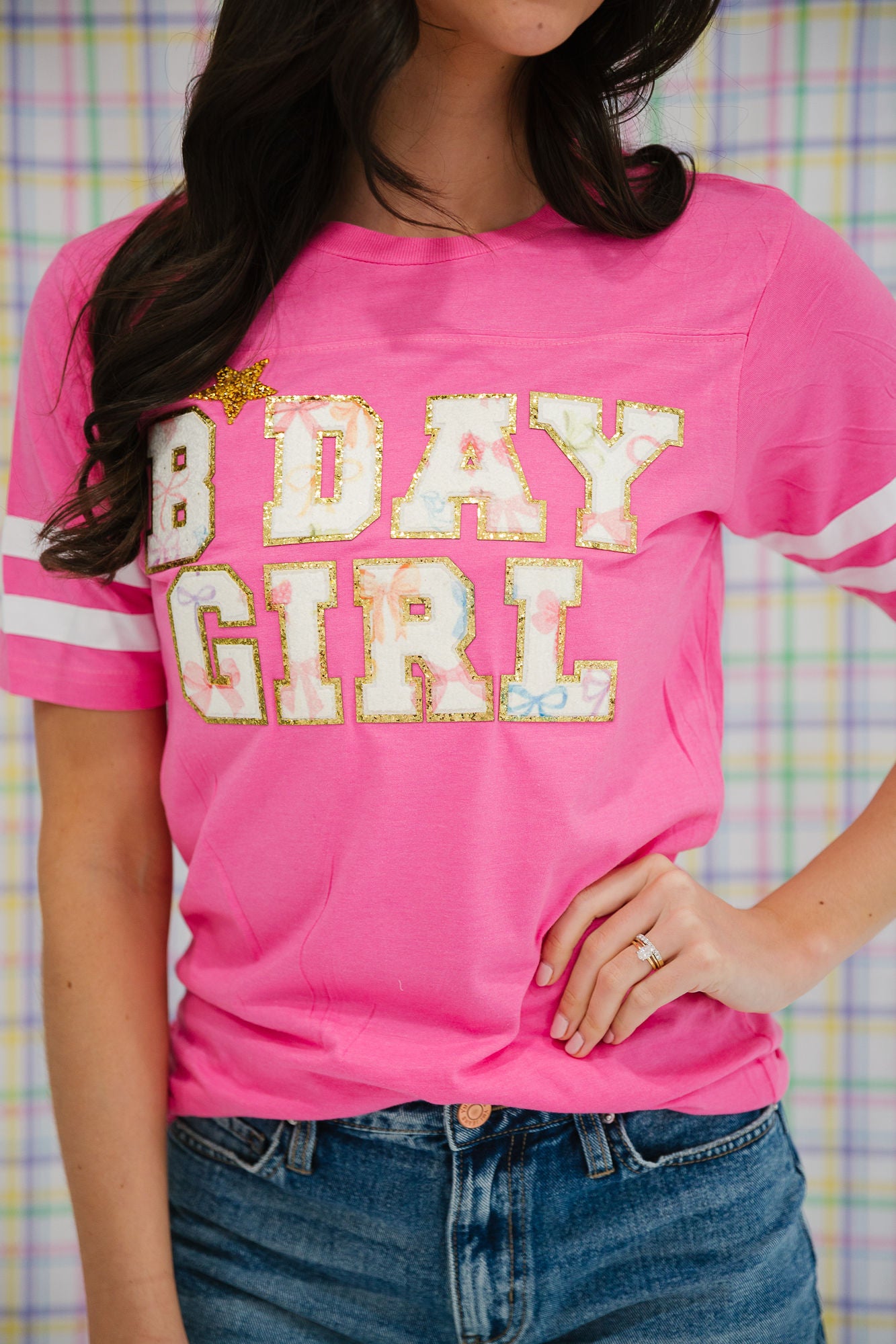BDAY GIRL PINK VARSITY TEE Tee Judith March