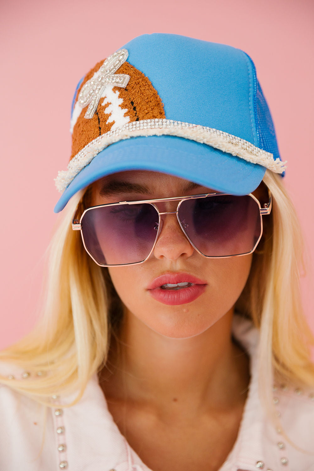 LET'S GET ROWDY BLUE TRUCKER HAT TRUCKER HAT Judith March