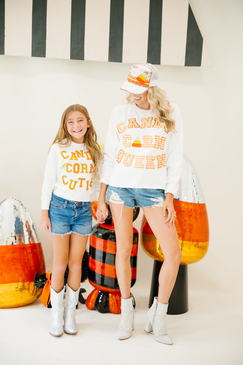 MINI KIDS CANDY CORN CUTIE WHITE PULLOVER PULLOVER Judith March