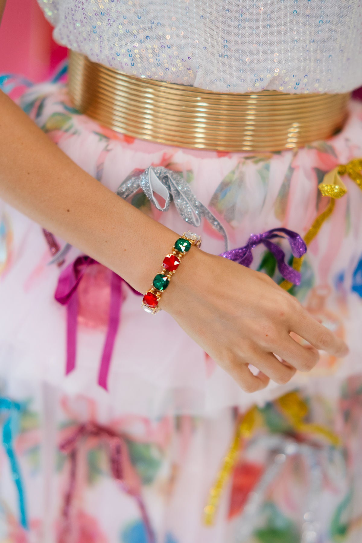 THE RED & GREEN RADIANCE STATEMENT BRACELET BRACELET Judith March