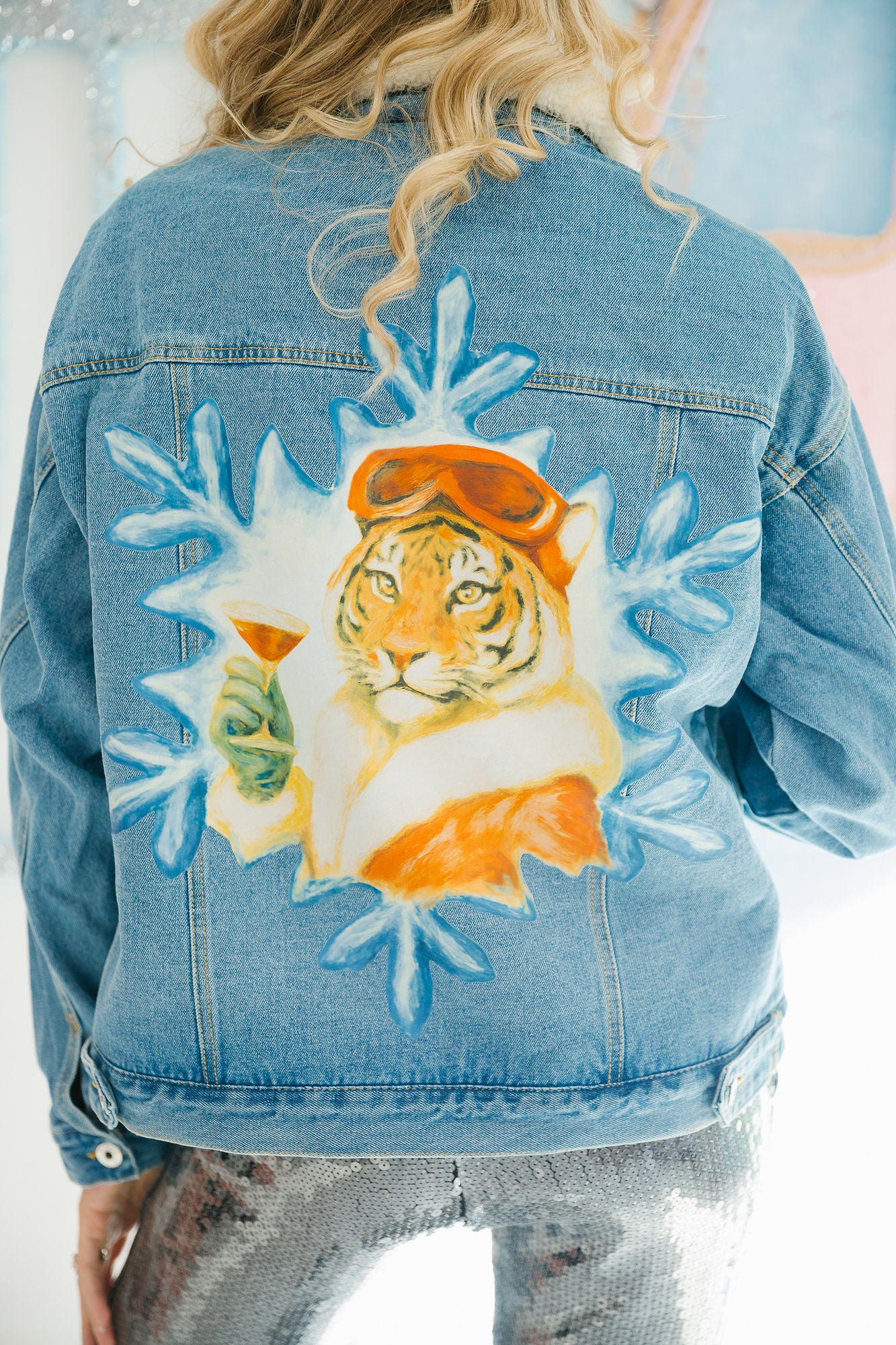 FROSTED TIGER SHERPA DENIM JACKET JACKET Judith March