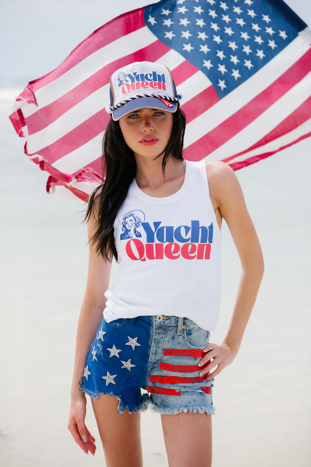 AMERICAN FLAG DENIM SHORTS SHORTS Judith March