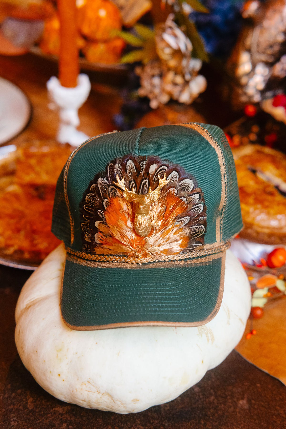 THE SPORTING STAG GREEN STRUCTURED HAT TRUCKER HAT Judith March