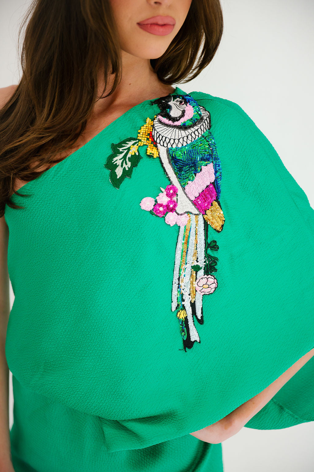 PARROT PARTY GREEN ONE-SHOULDER DRESS DRESS Judith March