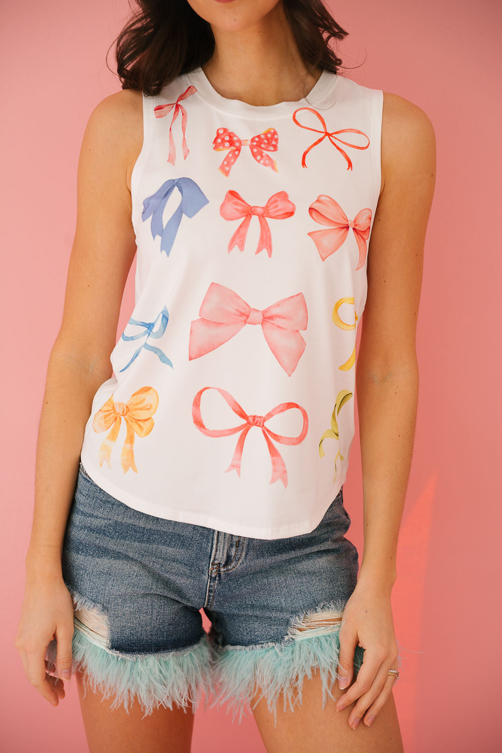 PASTEL BOWS WHITE TANK TANK Judith March