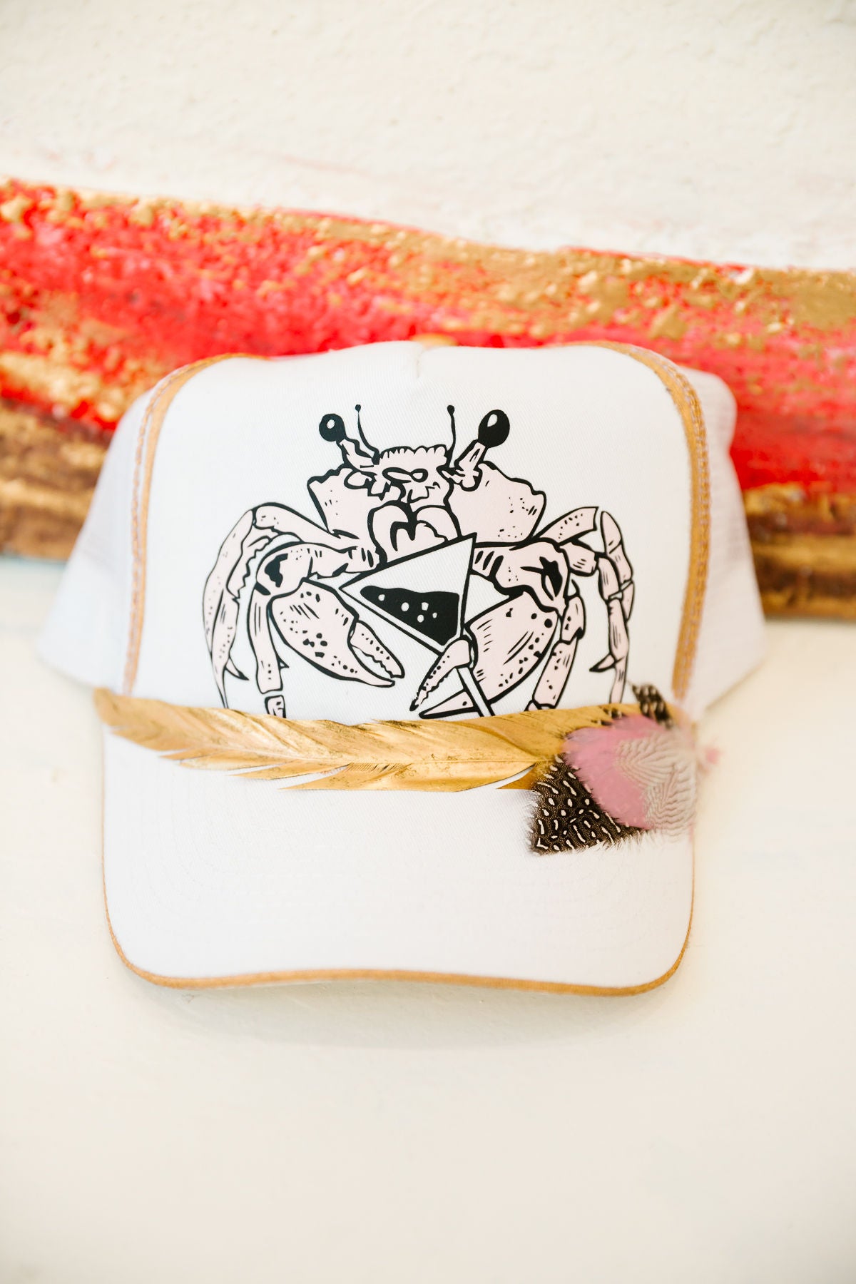 CLAWS & COCKTAILS WHITE TRUCKER HAT TRUCKER HAT Judith March