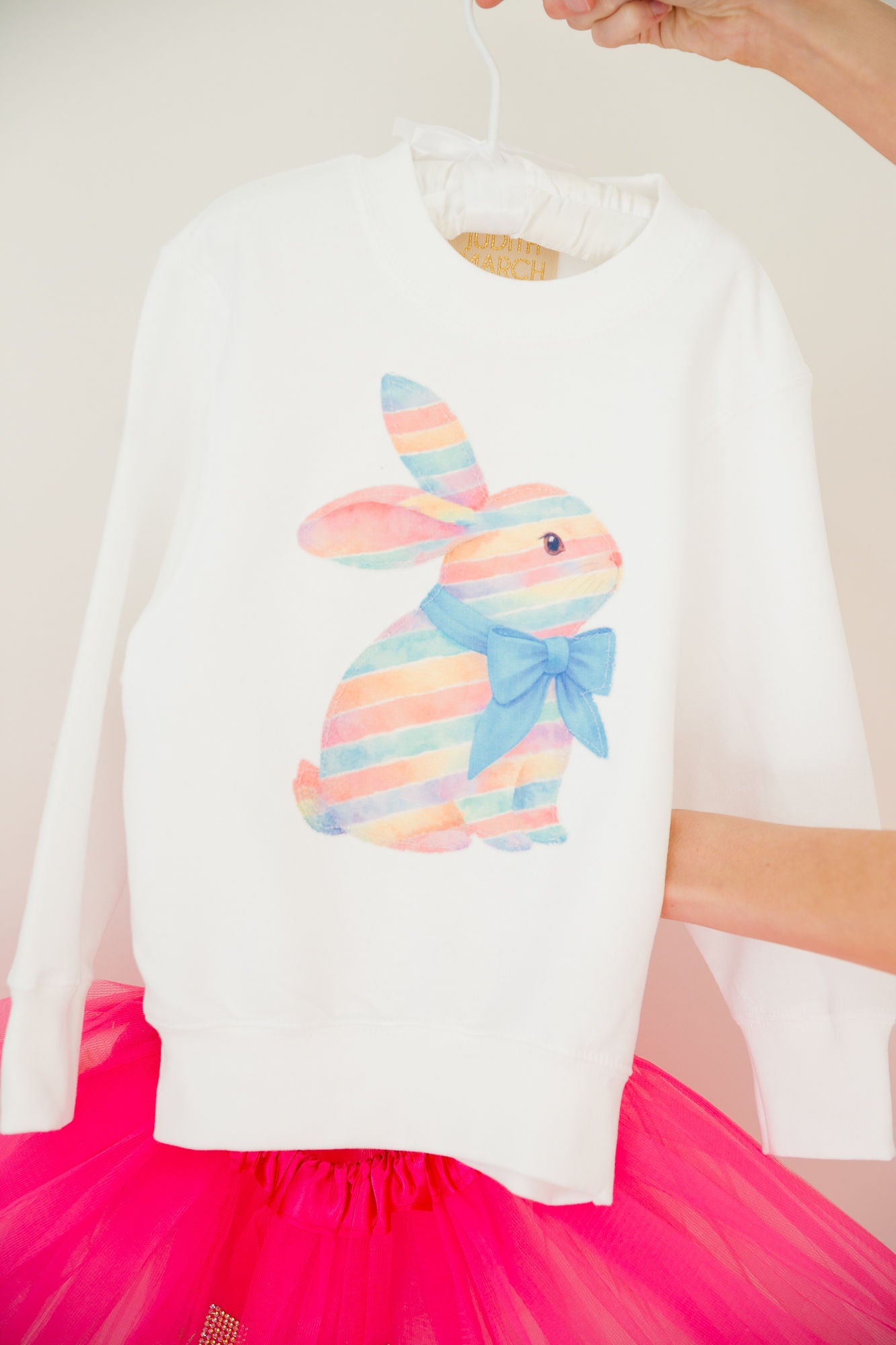 MINI KIDS STRIPED BUNNY WHITE PULLOVER PULLOVER Judith March