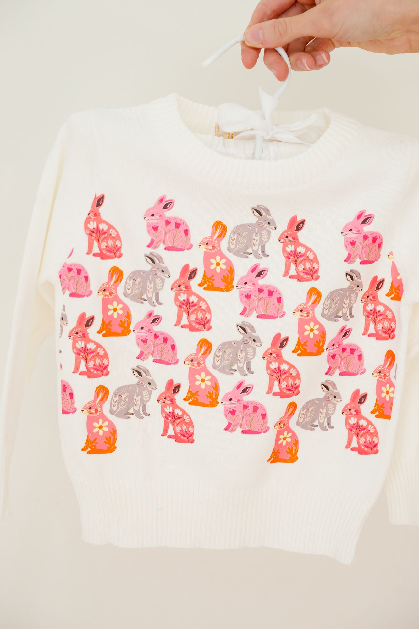 MINI KIDS BUNNY GARDEN WHITE SWEATER SWEATER Judith March