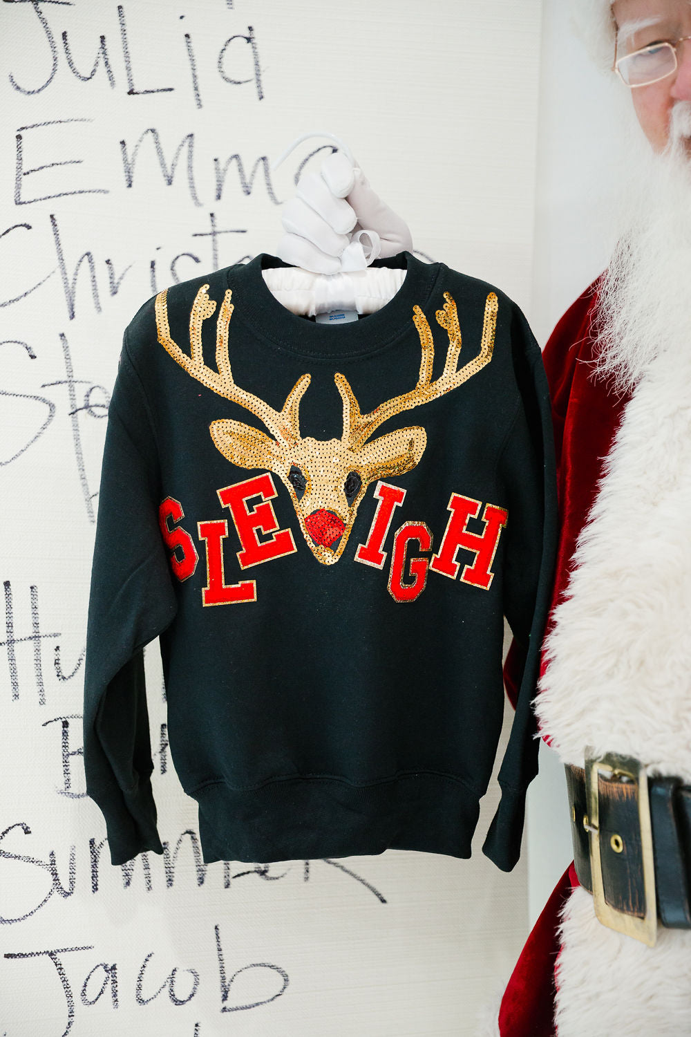 MINI KIDS SLEIGH RUDOLPH BLACK PULLOVER PULLOVER Judith March
