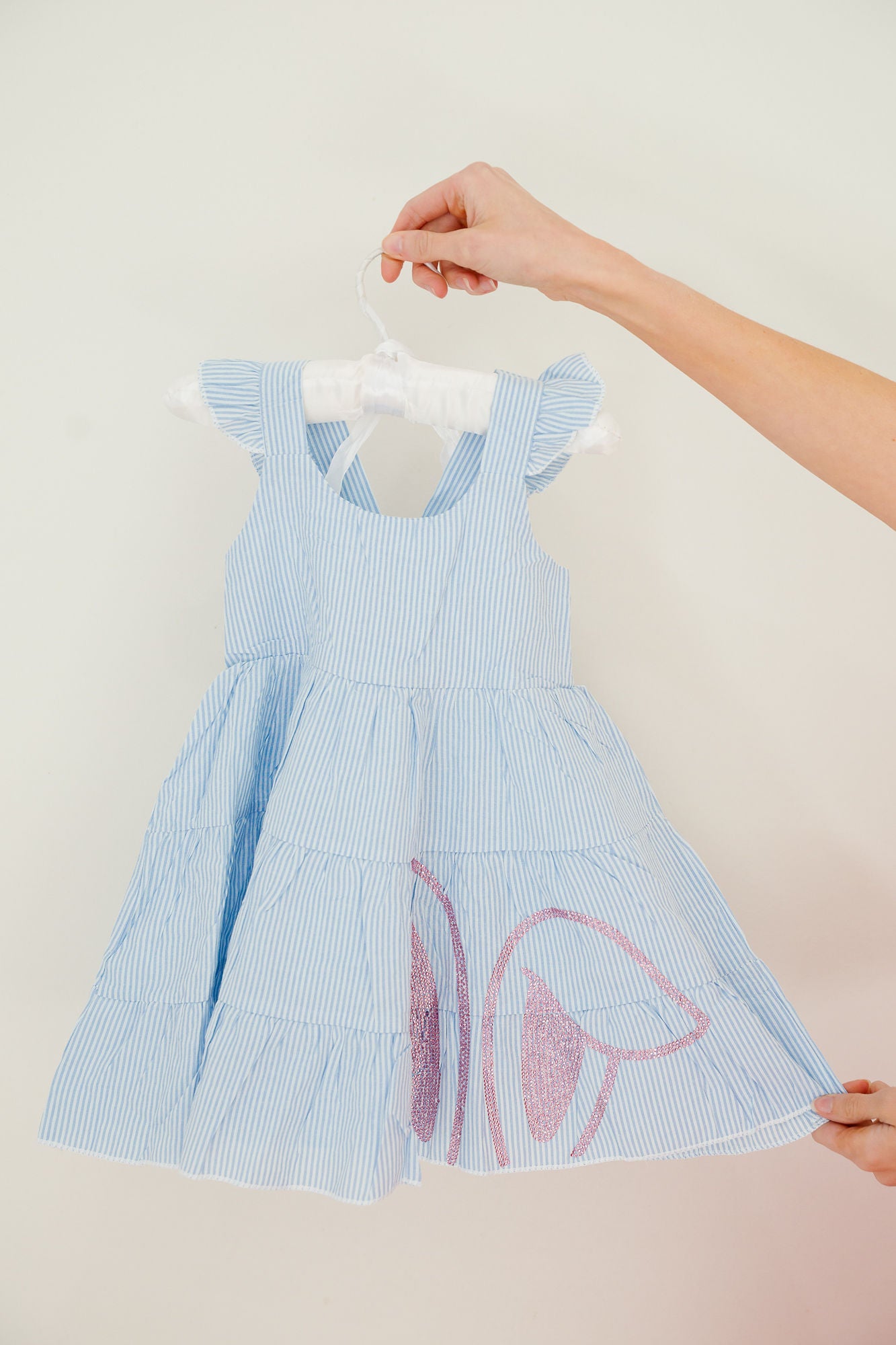 MINI KIDS BUNNY EARS BLUE STRIPED DRESS DRESS Judith March