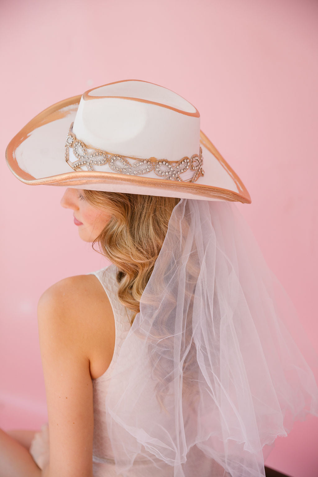 FINALLY MET MY BOW RANCHER/SUN HAT RANCHER HAT Judith March WITH VEIL RANCHER