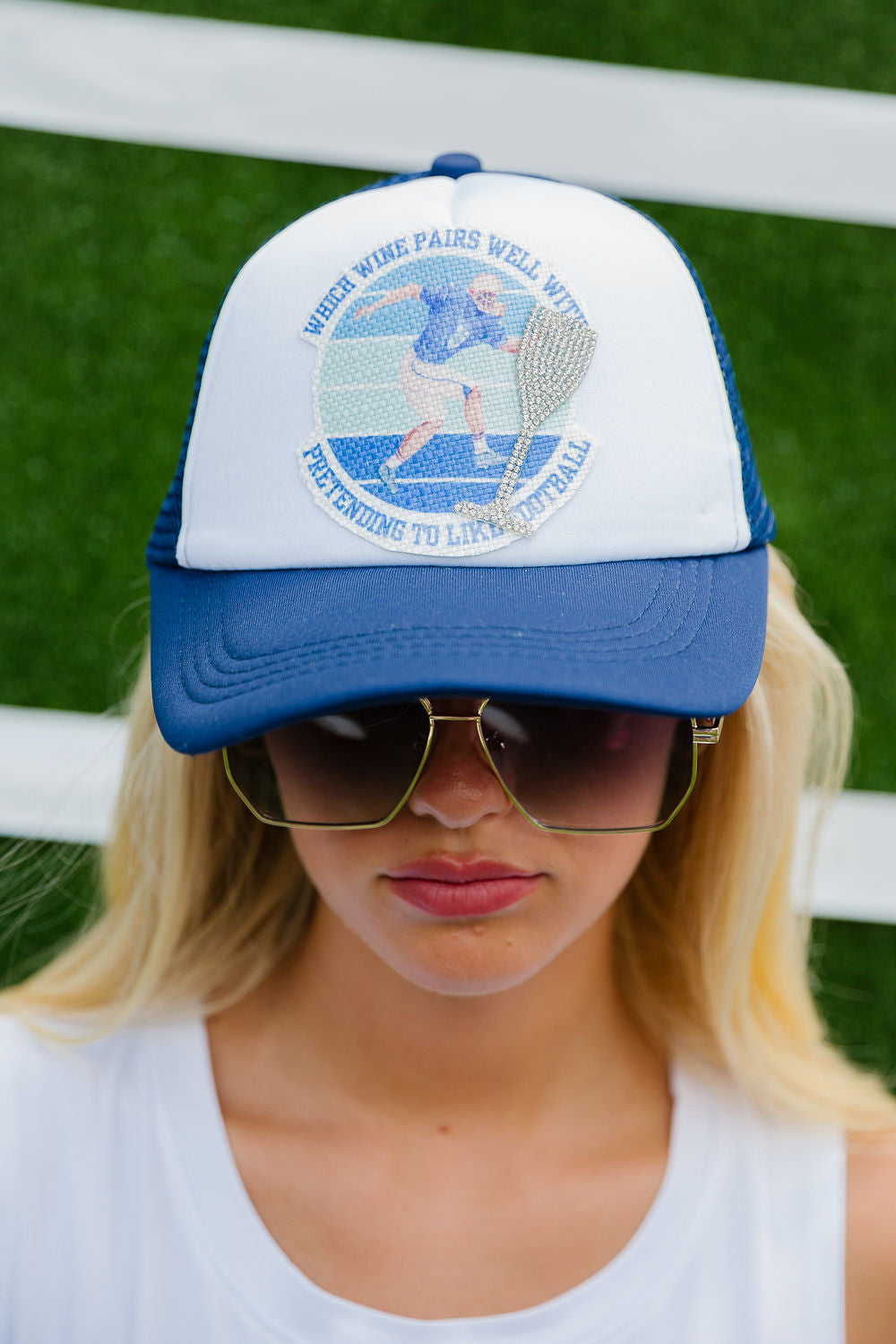 Judith March Football Trucker Hat FOOTBALL HELMET GLITTER TRUCKER HAT – Judith March main image 3