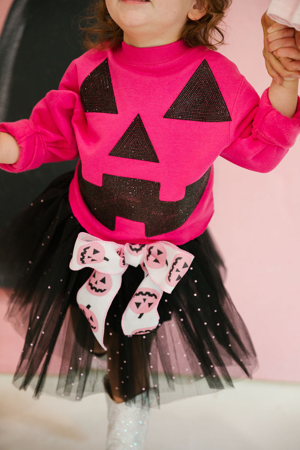 MINI KIDS PUMPKIN FACE PINK PULLOVER PULLOVER Judith March