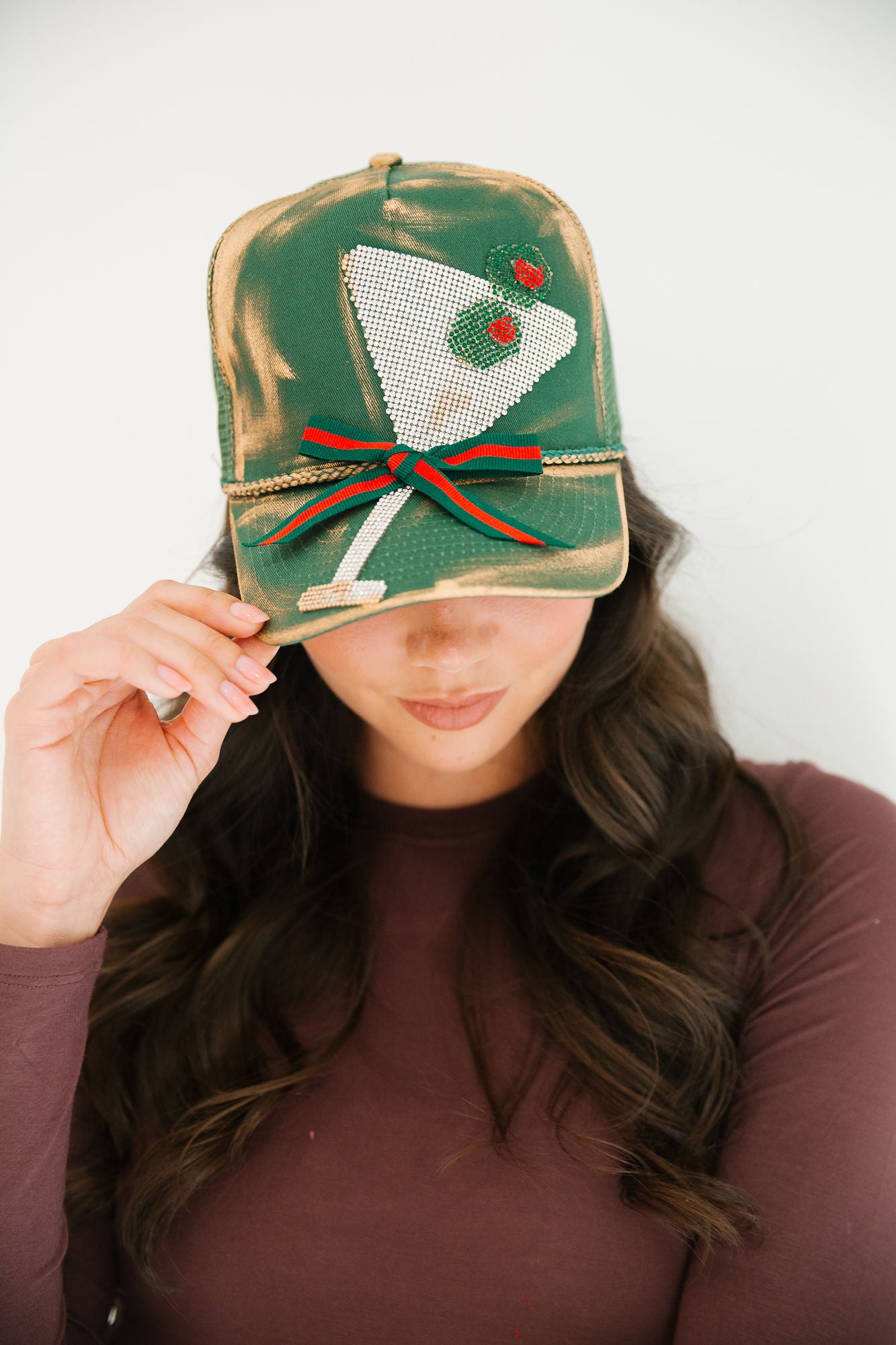 OLIVE MARTINI GREEN STRUCTURED HAT TRUCKER HAT Judith March