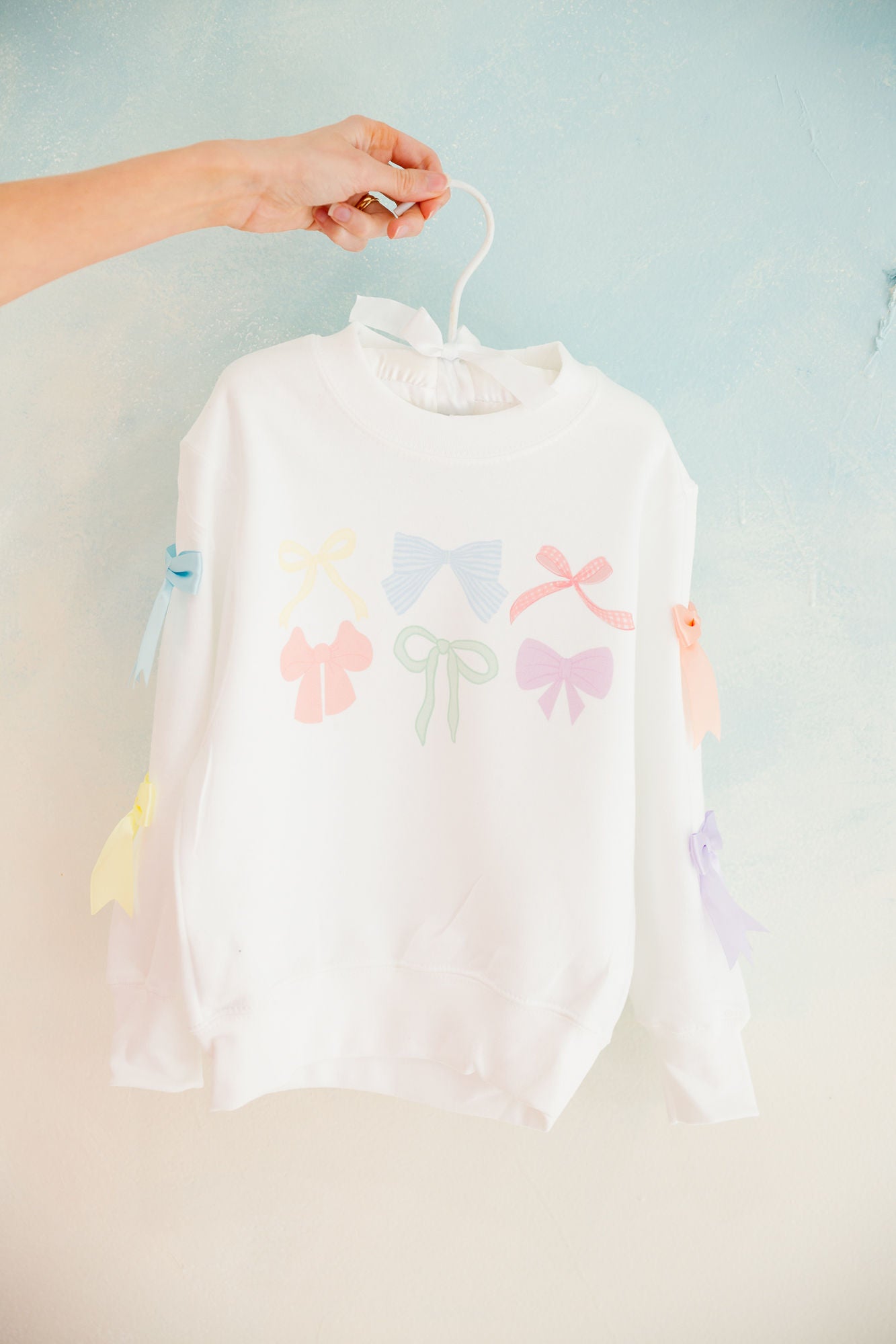MINI KIDS EASTER BOWS WHITE PULLOVER PULLOVER Judith March