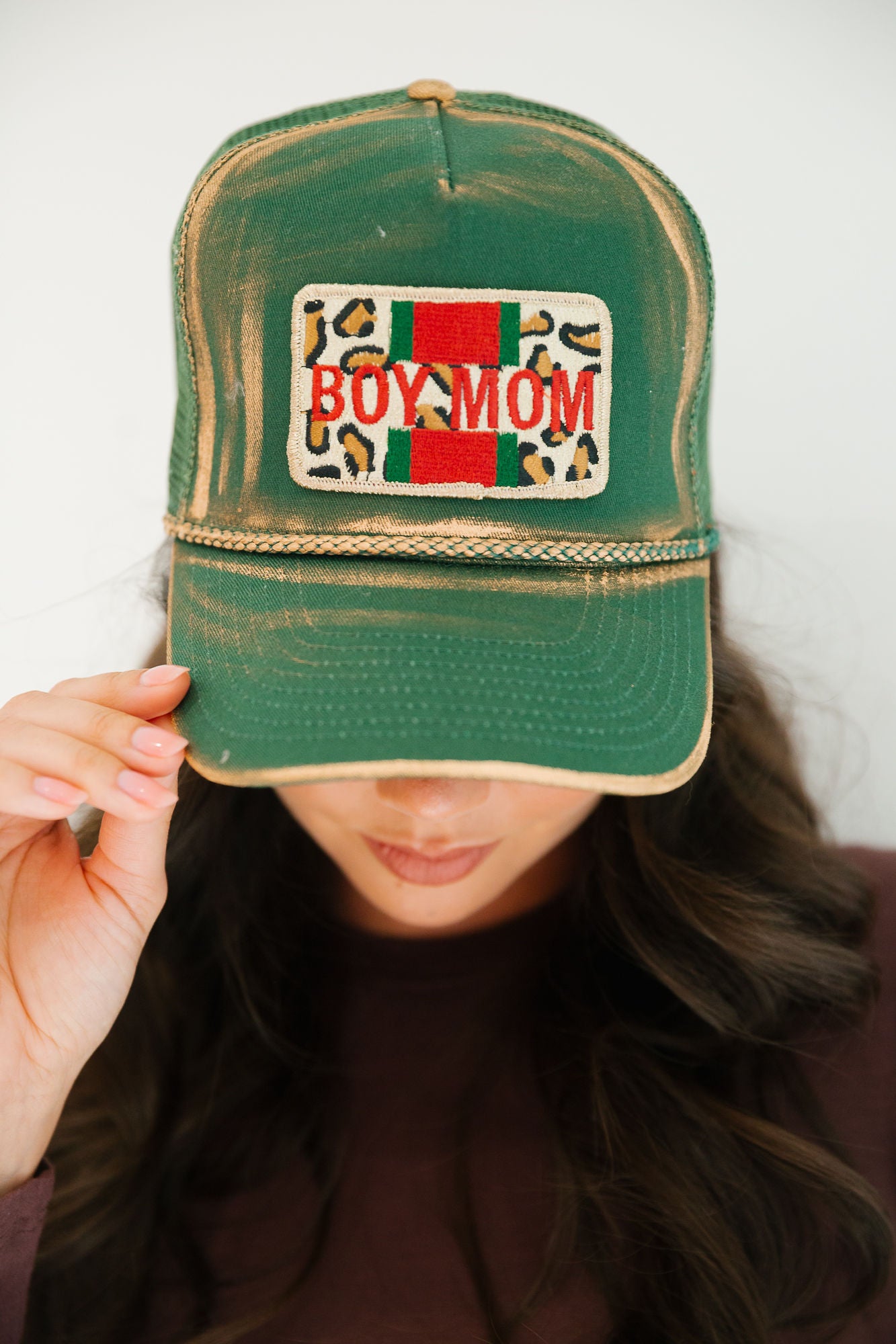 BOY MOM GREEN STRUCTURED HAT TRUCKER HAT Judith March