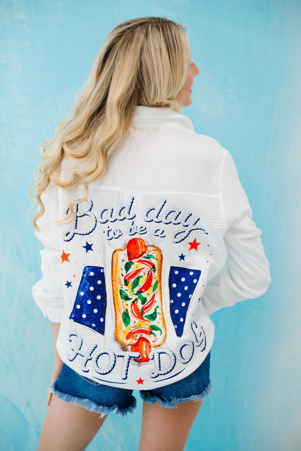 BAD DAY TO BE A HOT DOG BUTTON DOWN Button Down Judith March
