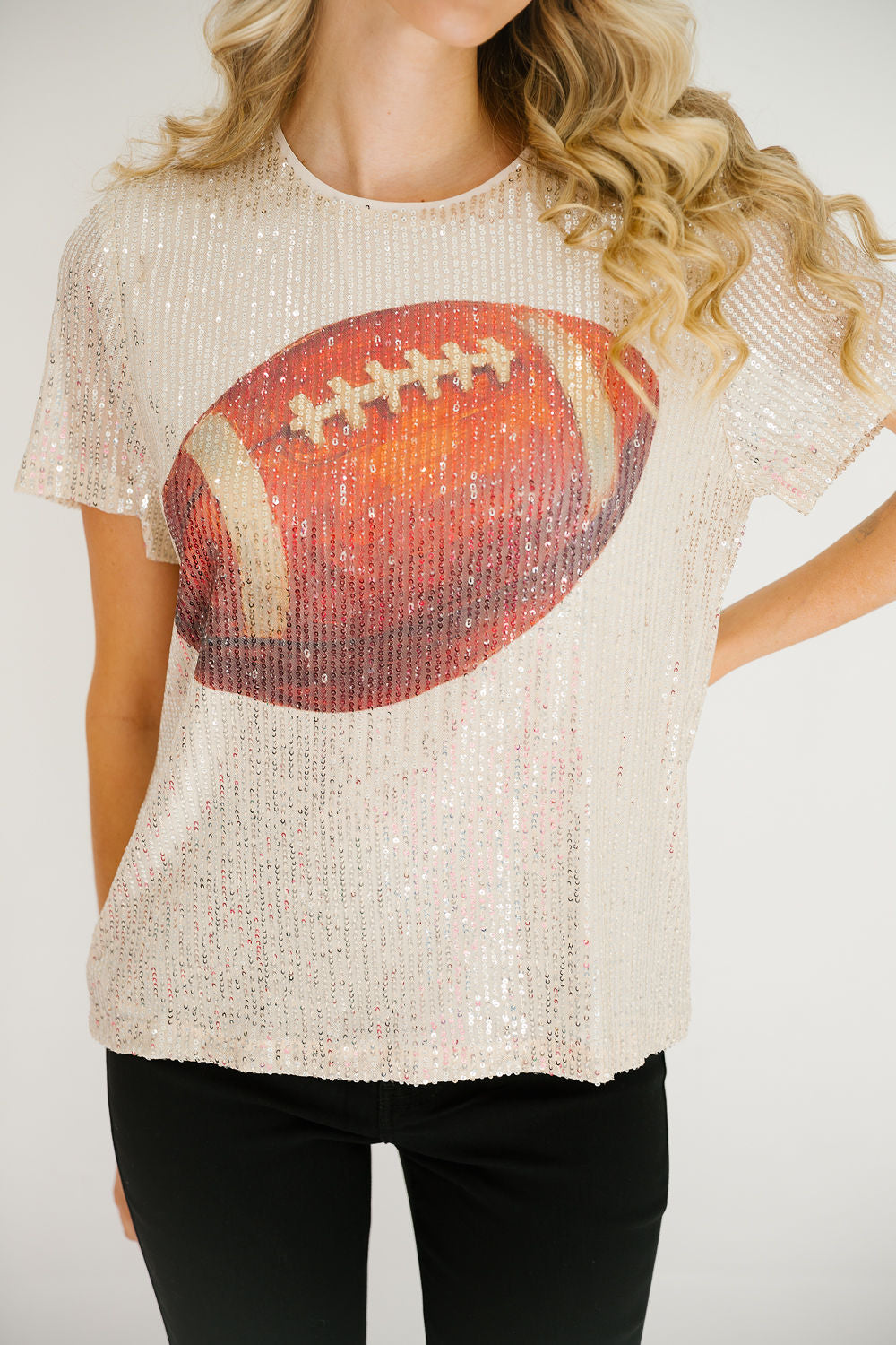 TOUCHDOWN SEASON GOLD SEQUIN TOP TOP Judith March