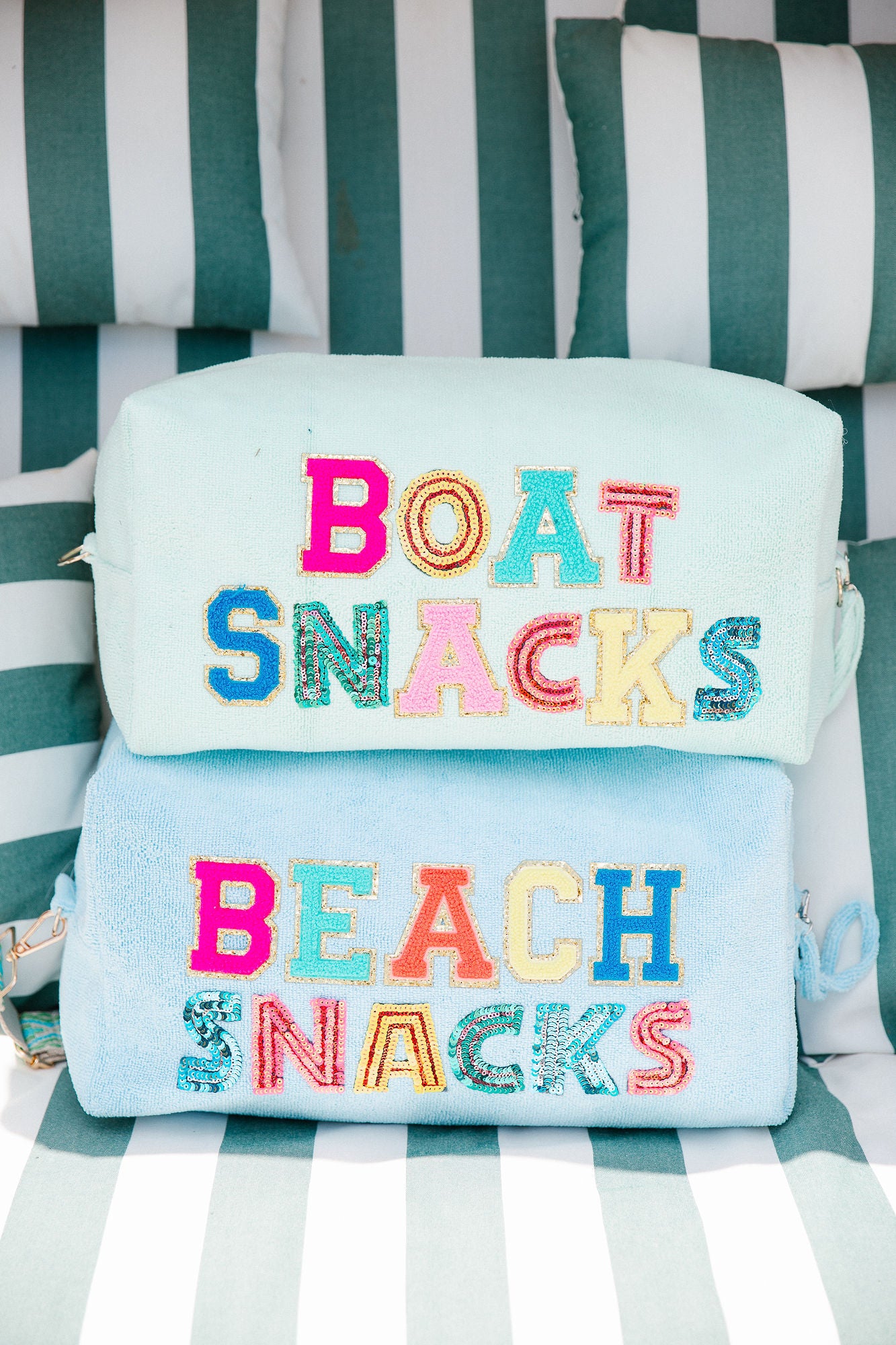 BOAT SNACKS SEQUINED LARGE TERRY CLOTH BAG Handbag & Wallet Accessories Judith March