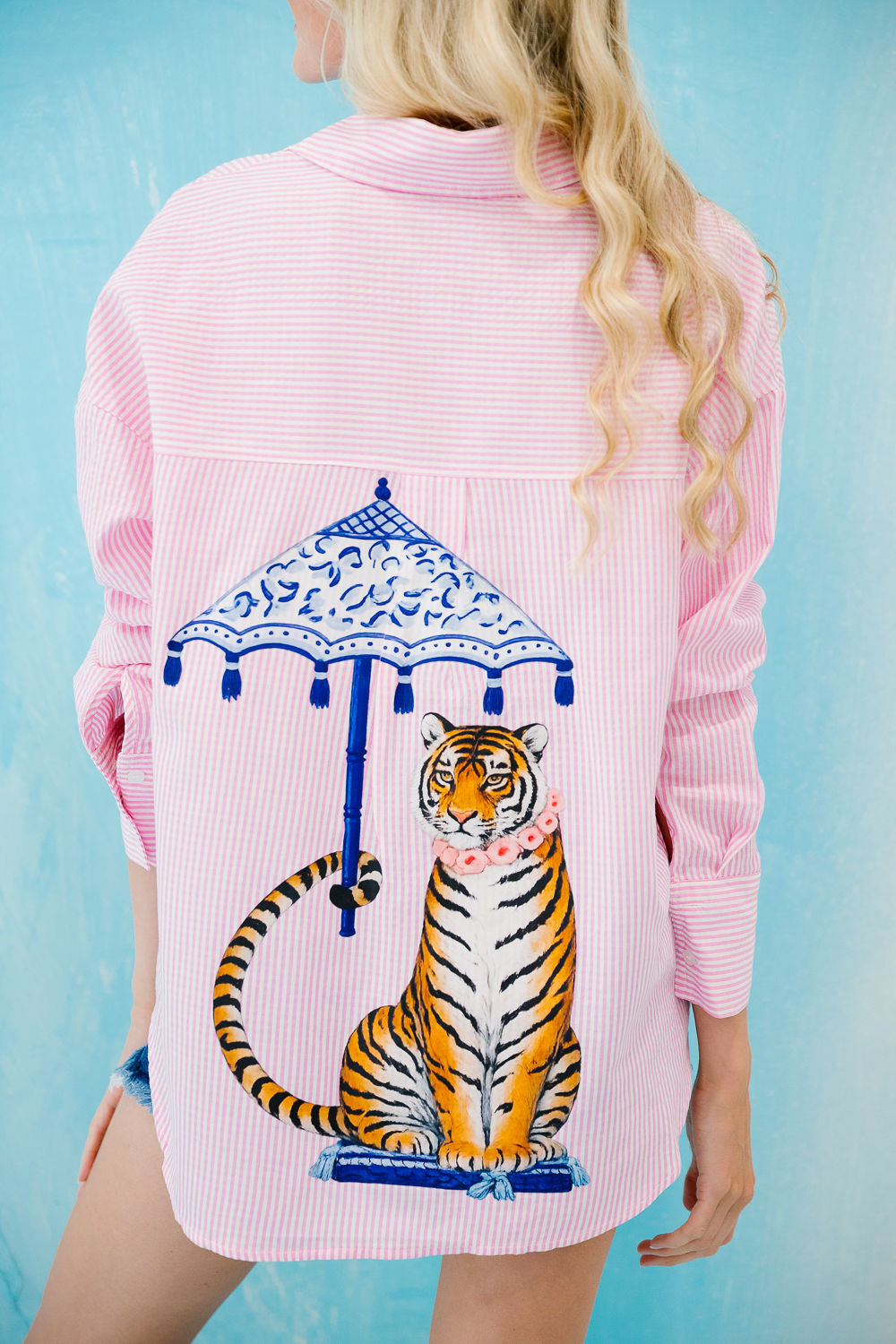 COASTAL TIGER STRIPED BUTTON DOWN Button Down Judith March