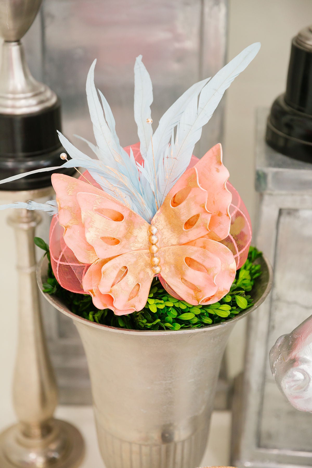 BLUSHING BUTTERFLY FASCINATOR (ONE OF A KIND) FASCINATOR Judith March