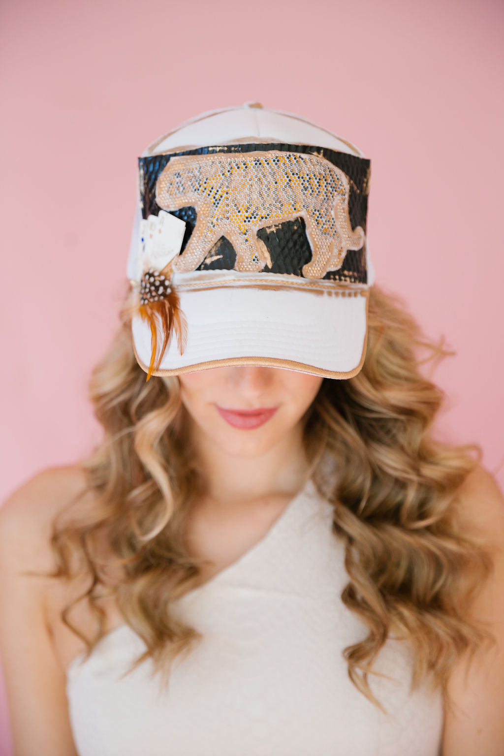 SNAKE SKIN TIGER GOLDEN CARD TRUCKER HAT TRUCKER HAT Judith March