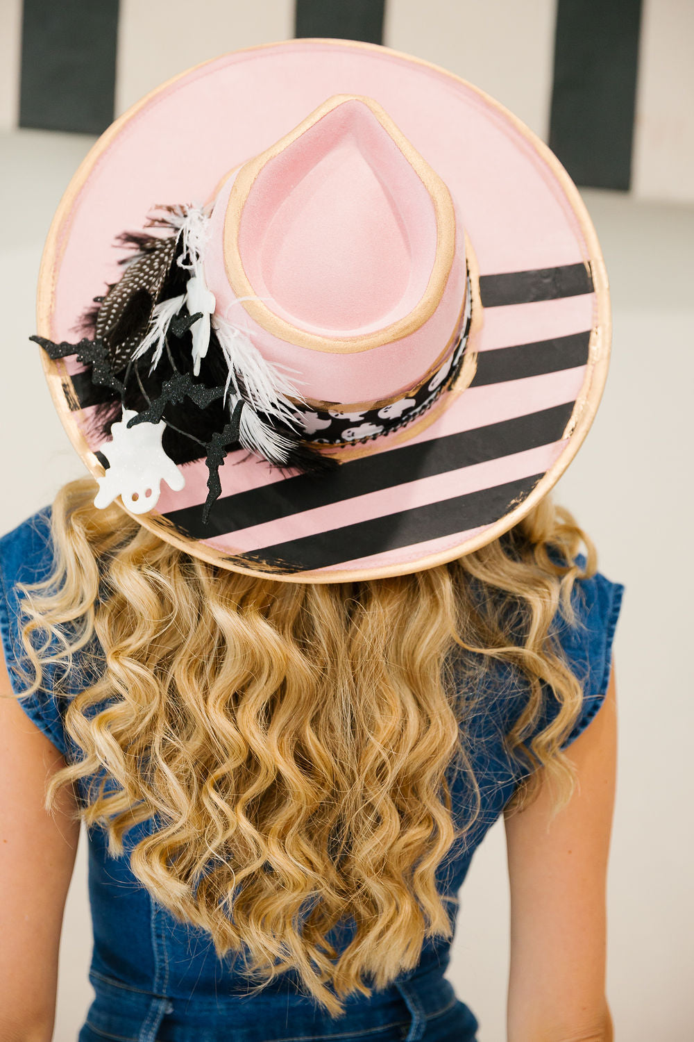 STRIPE ME SPOOKY PINK RANCHER HAT TRUCKER HAT Judith March
