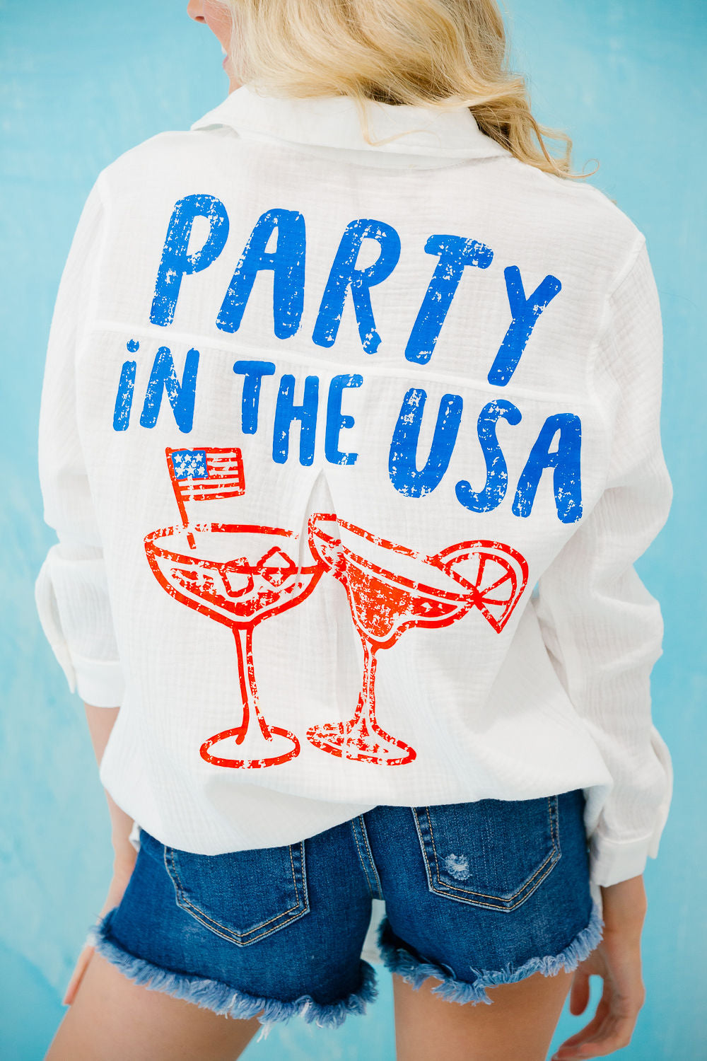 PARTY IN THE USA WHITE BUTTON DOWN Button Down Judith March