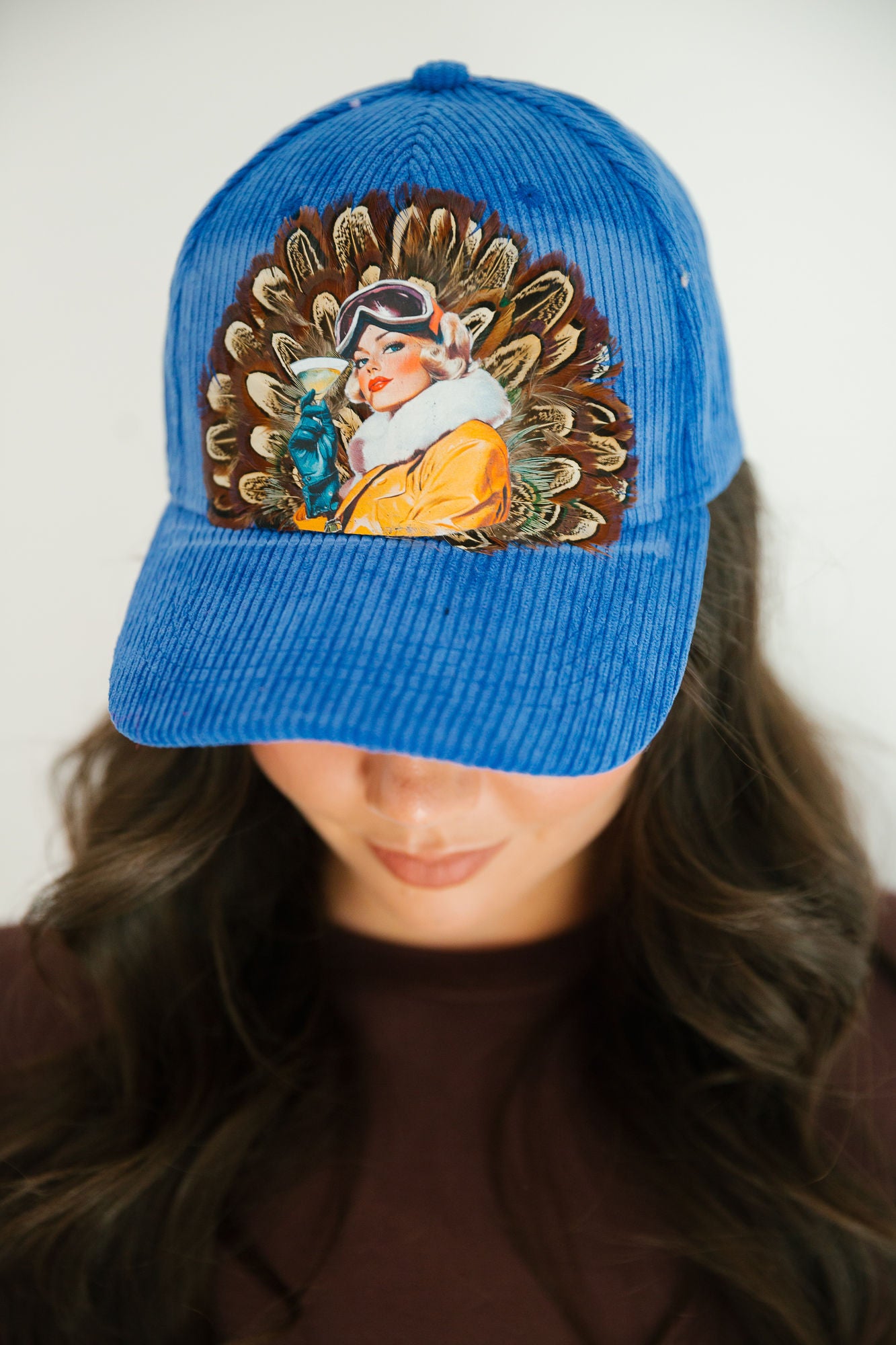 SLOPESIDE SPRITZ BLUE CORDUROY HAT TRUCKER HAT Judith March