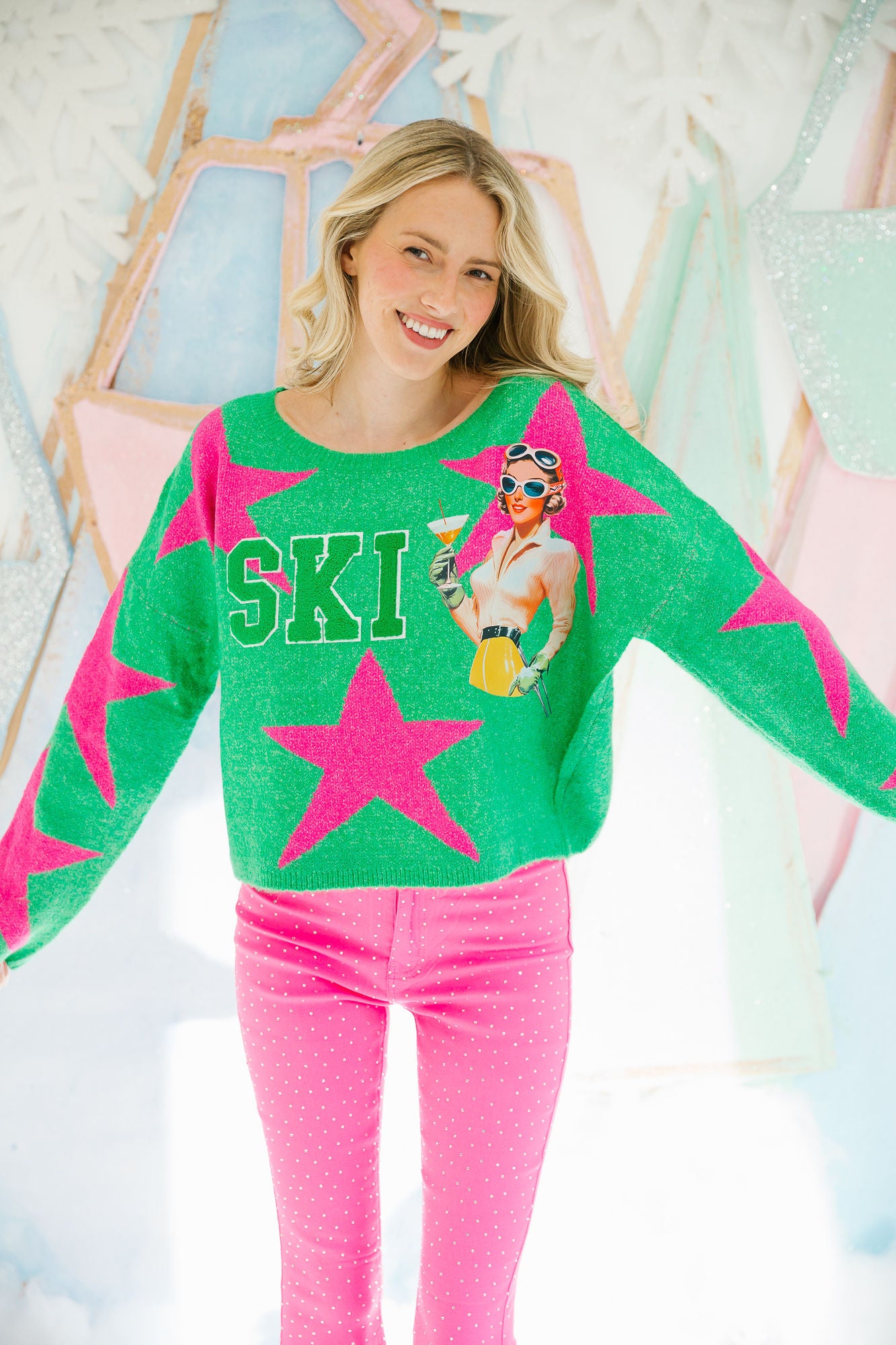 SKI GREEN STAR SWEATER SWEATER Judith March