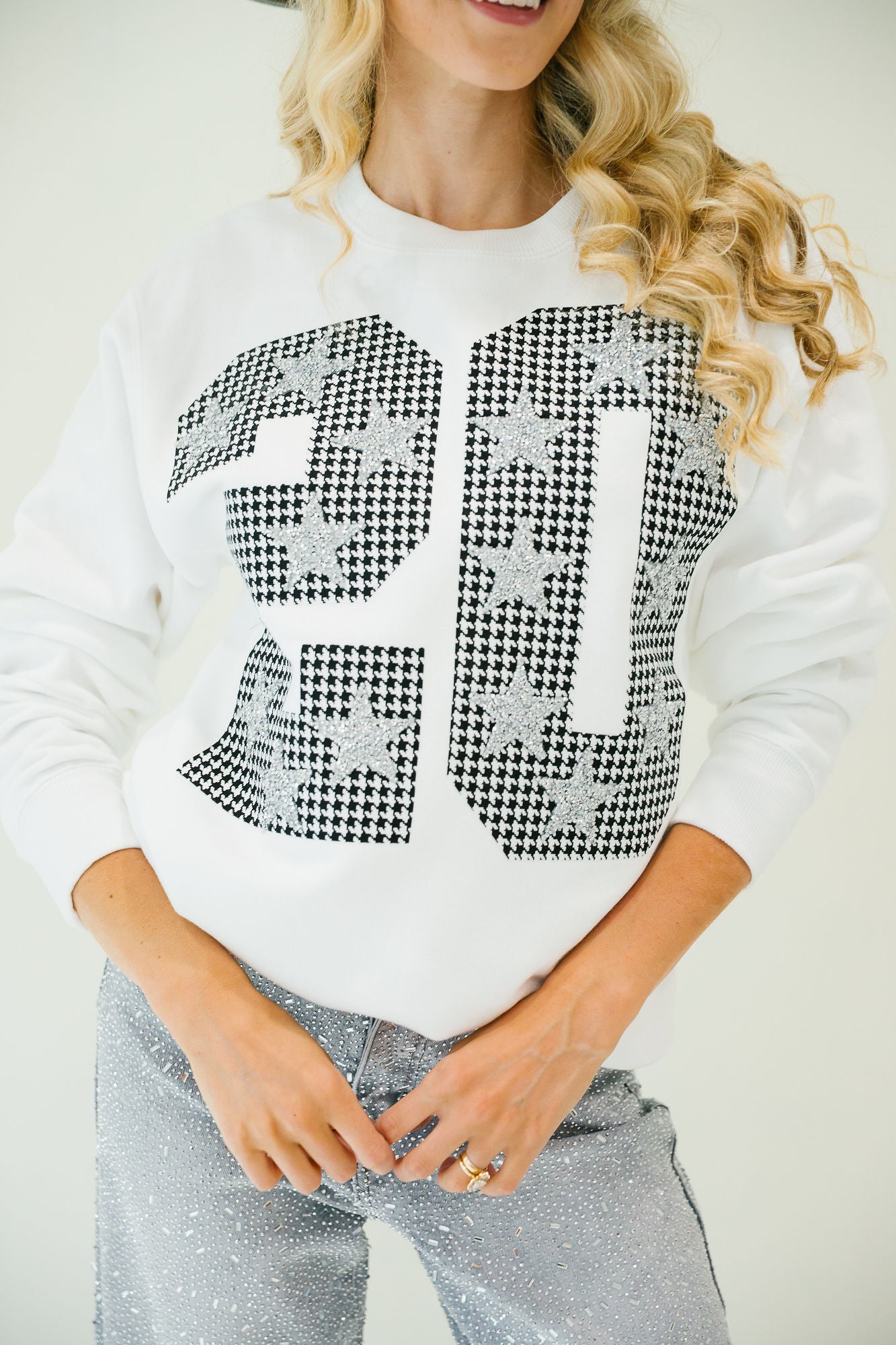 CUSTOM HOUNDSTOOTH NUMBER PULLOVER PULLOVER Judith March