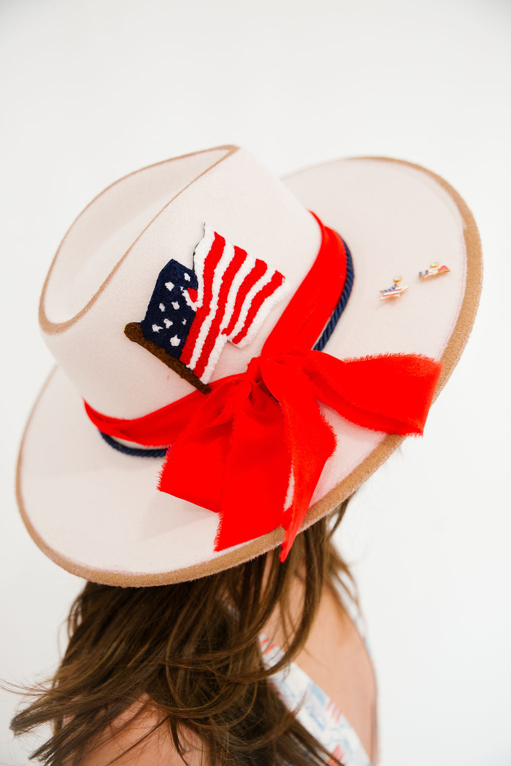 RED WHITE AND BOWS RANCHER HAT RANCHER HAT Judith March