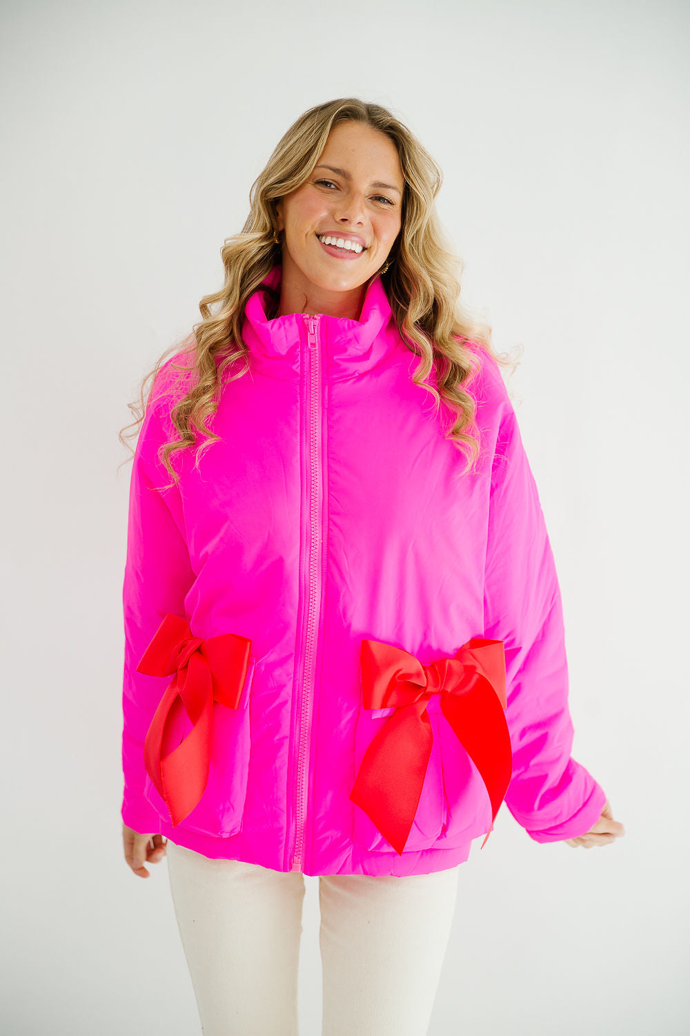 Holiday Season Pink Puffer Jacket Medium