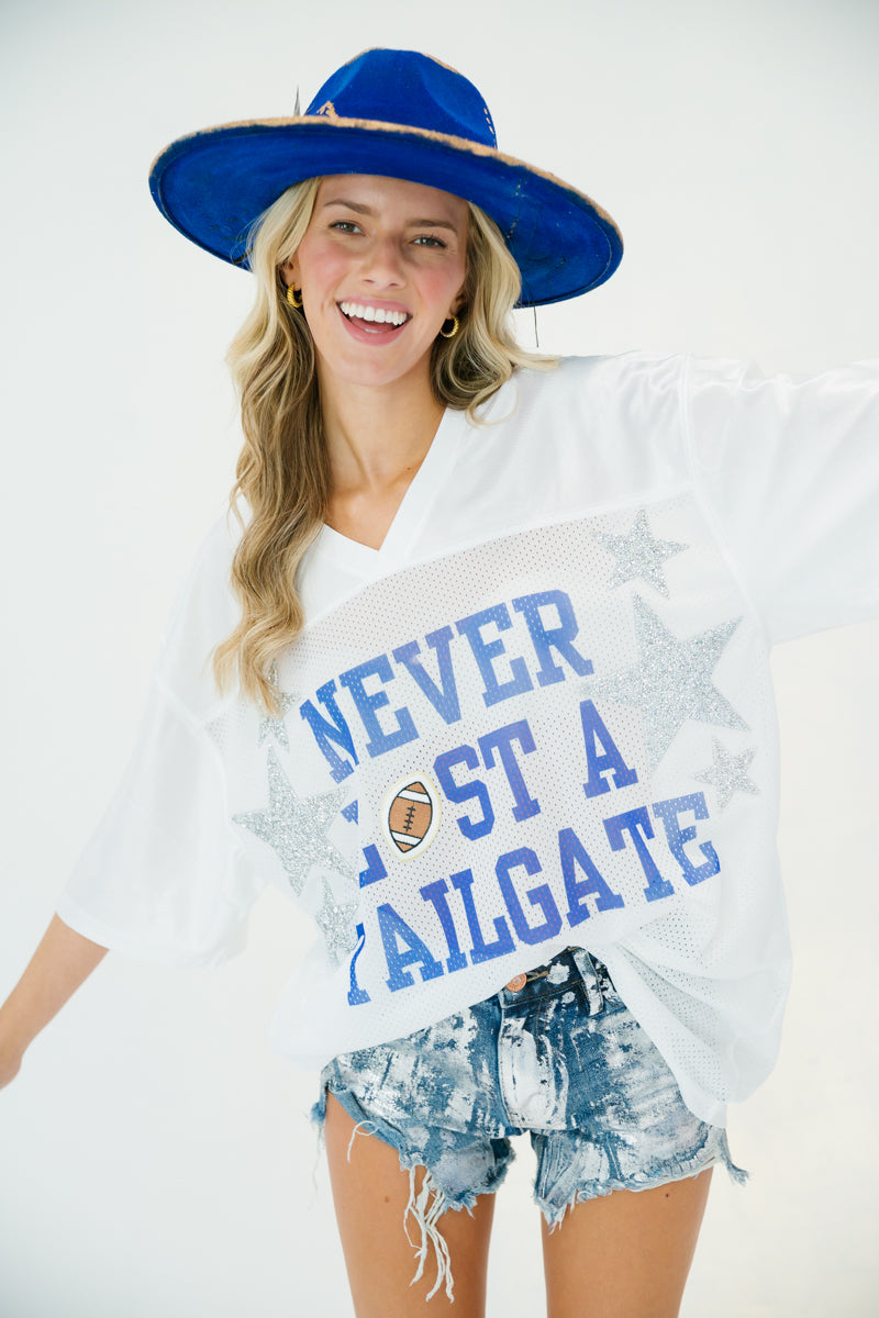 CUSTOM NEVER LOST A TAILGATE SILVER STARS JERSEY gameday23 Judith March S/M