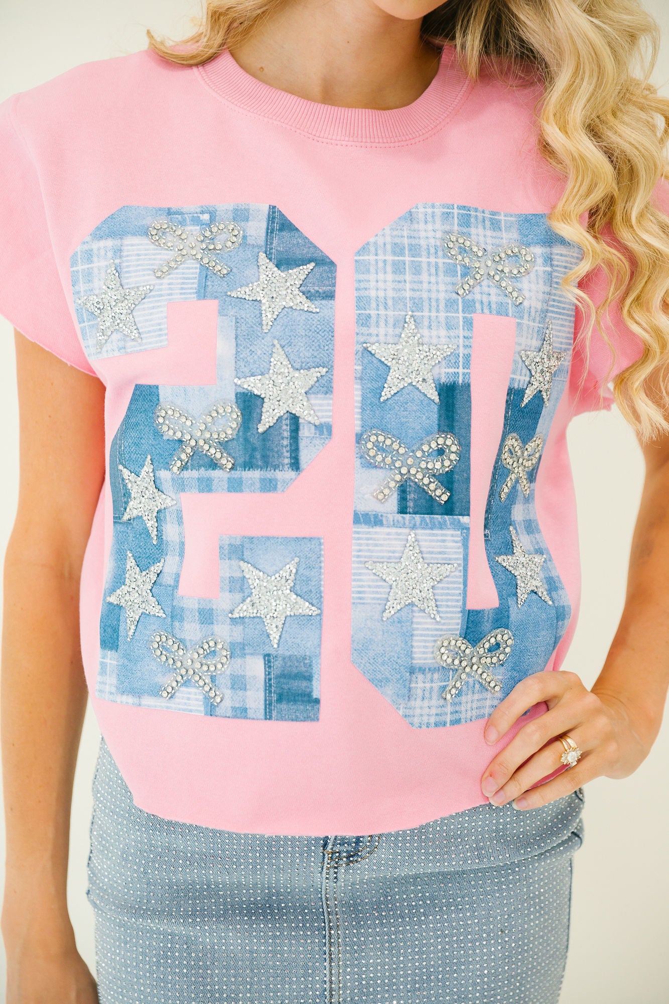 CUSTOM DENIM QUILT NUMBER PULLOVER PULLOVER Judith March
