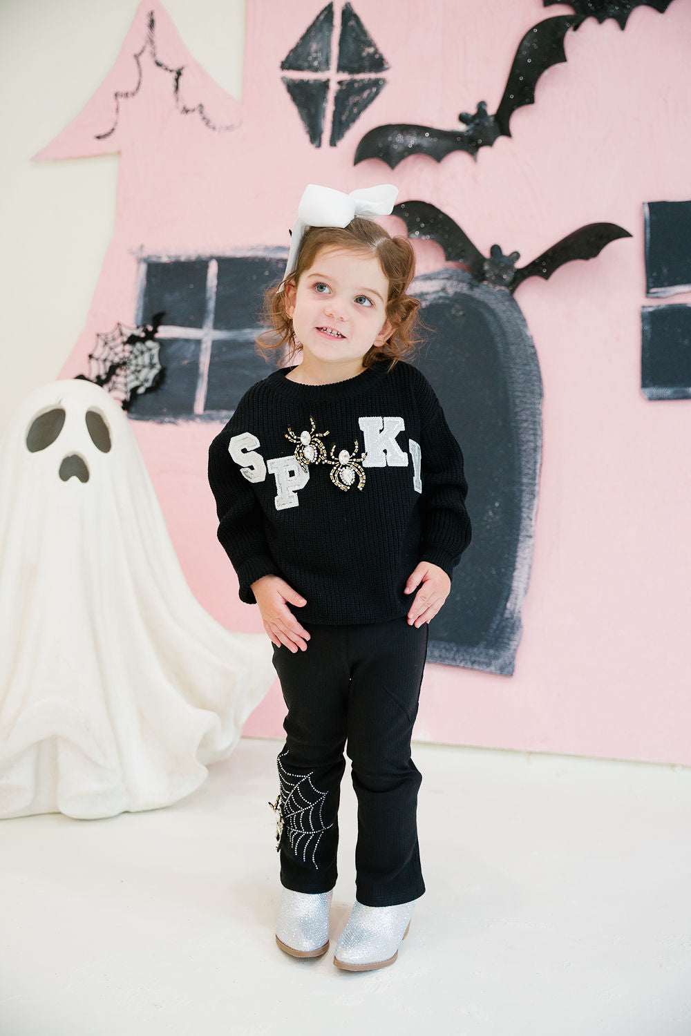 MINI KIDS SPOOKY SPIDER BLACK SWEATER PULLOVER Judith March