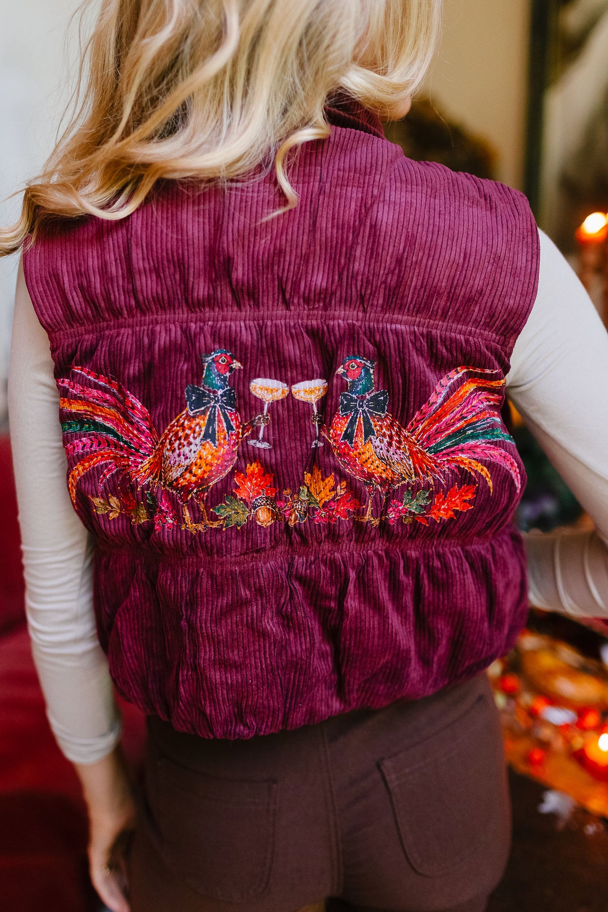 THE PHEASANT AFTER FIVE MAROON REVERSIBLE VEST VEST Judith March