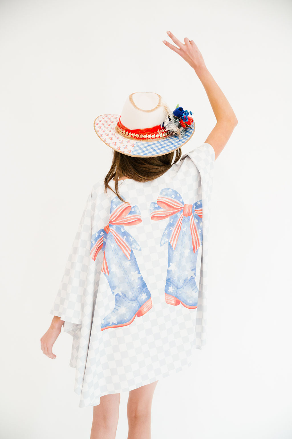 SPF 40 AMERICAN COWGIRL CHECKERED KIMONO COVERUP TOP Judith March