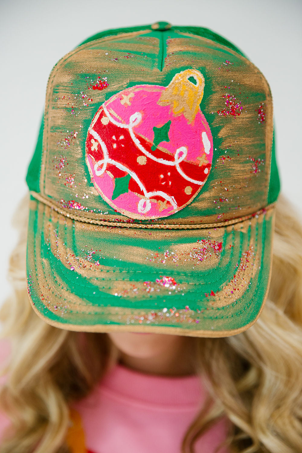 DECK THE HALLS GREEN TRUCKER HAT TRUCKER HAT Judith March