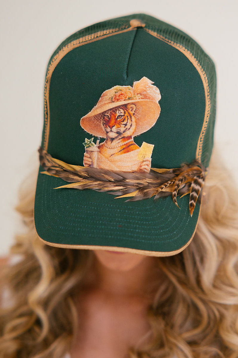 RACE DAY TIGER GREEN STRUCTURED HAT HAT Judith March