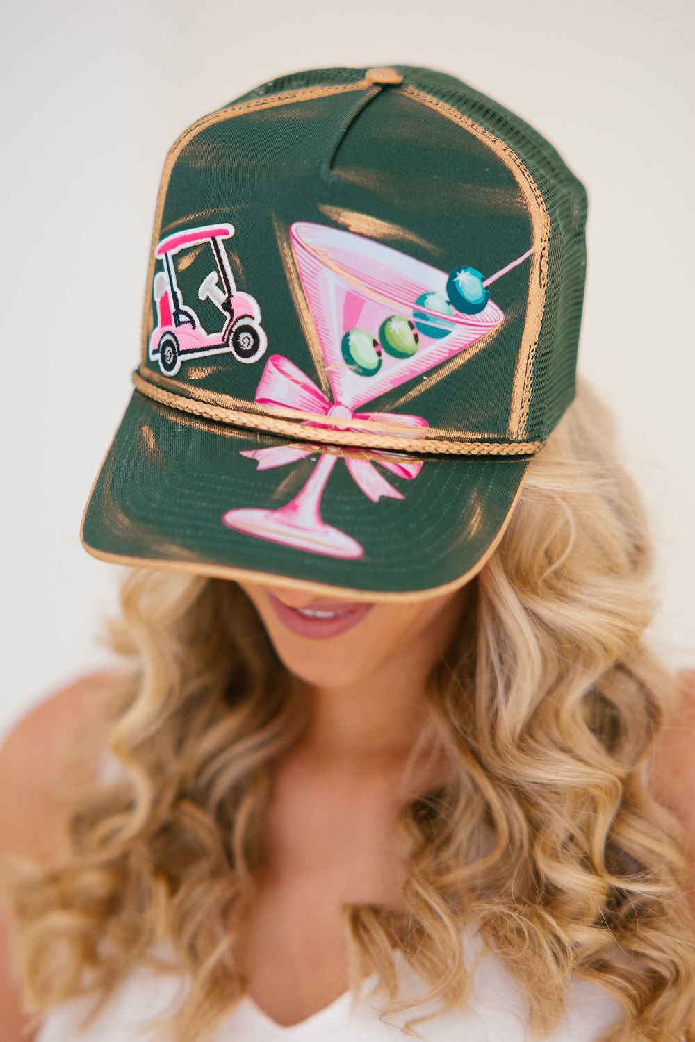 GOLF MARTINI GREEN STRUCTURED HAT TRUCKER HAT Judith March