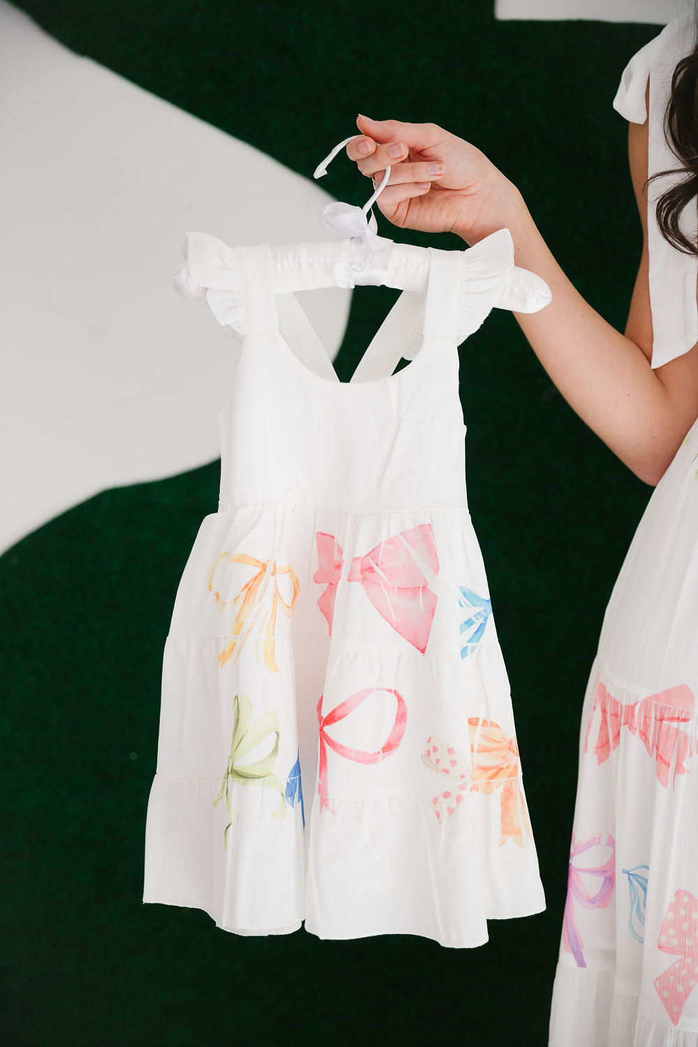 MINI KIDS PASTEL BOWS White DRESS 7-8Y