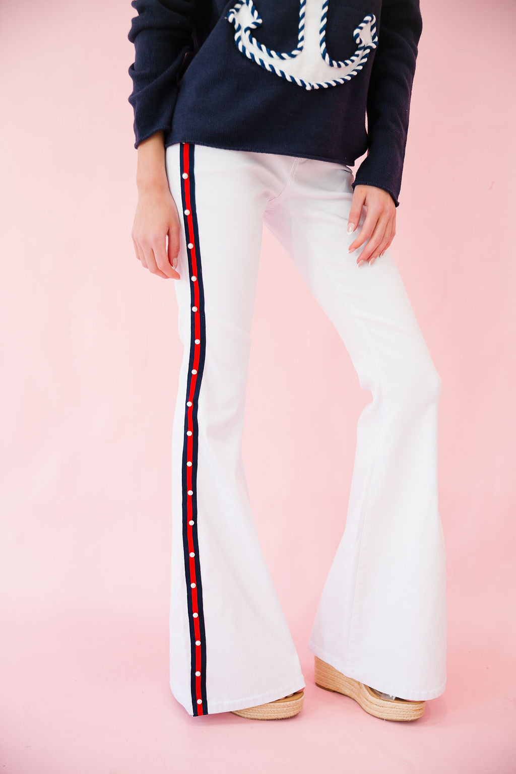 NAUTICAL STRIPE WHITE FLARES FLARES Judith March
