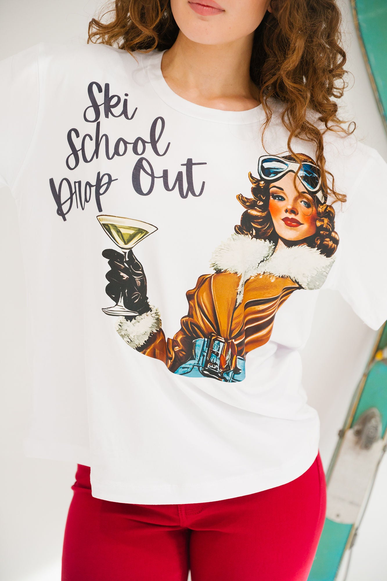 SKI SCHOOL DROP OUT WHITE TEE TEE Judith March