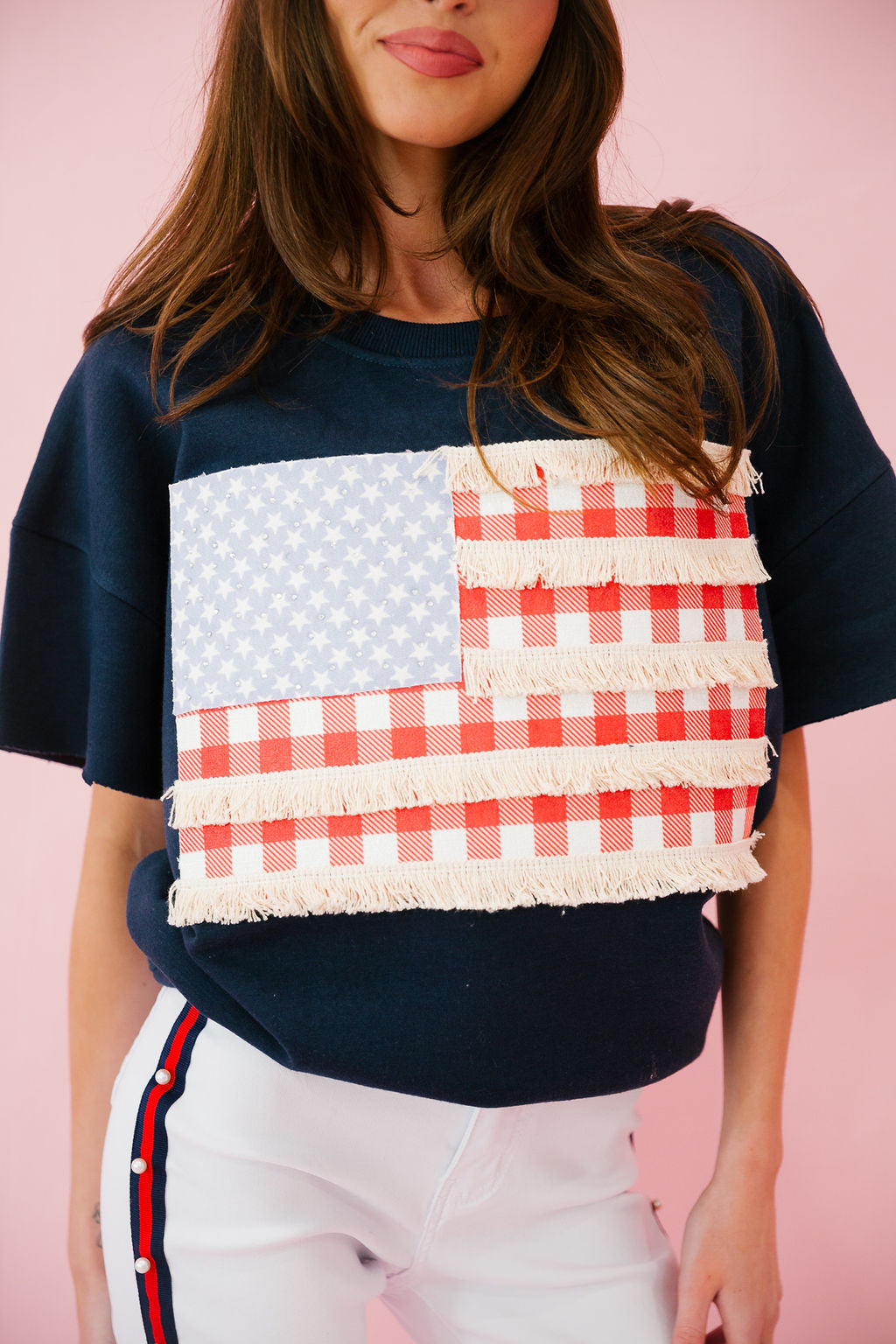 AMERICAN FLAG FRINGE SLEEVELESS PULLOVER PULLOVER Judith March