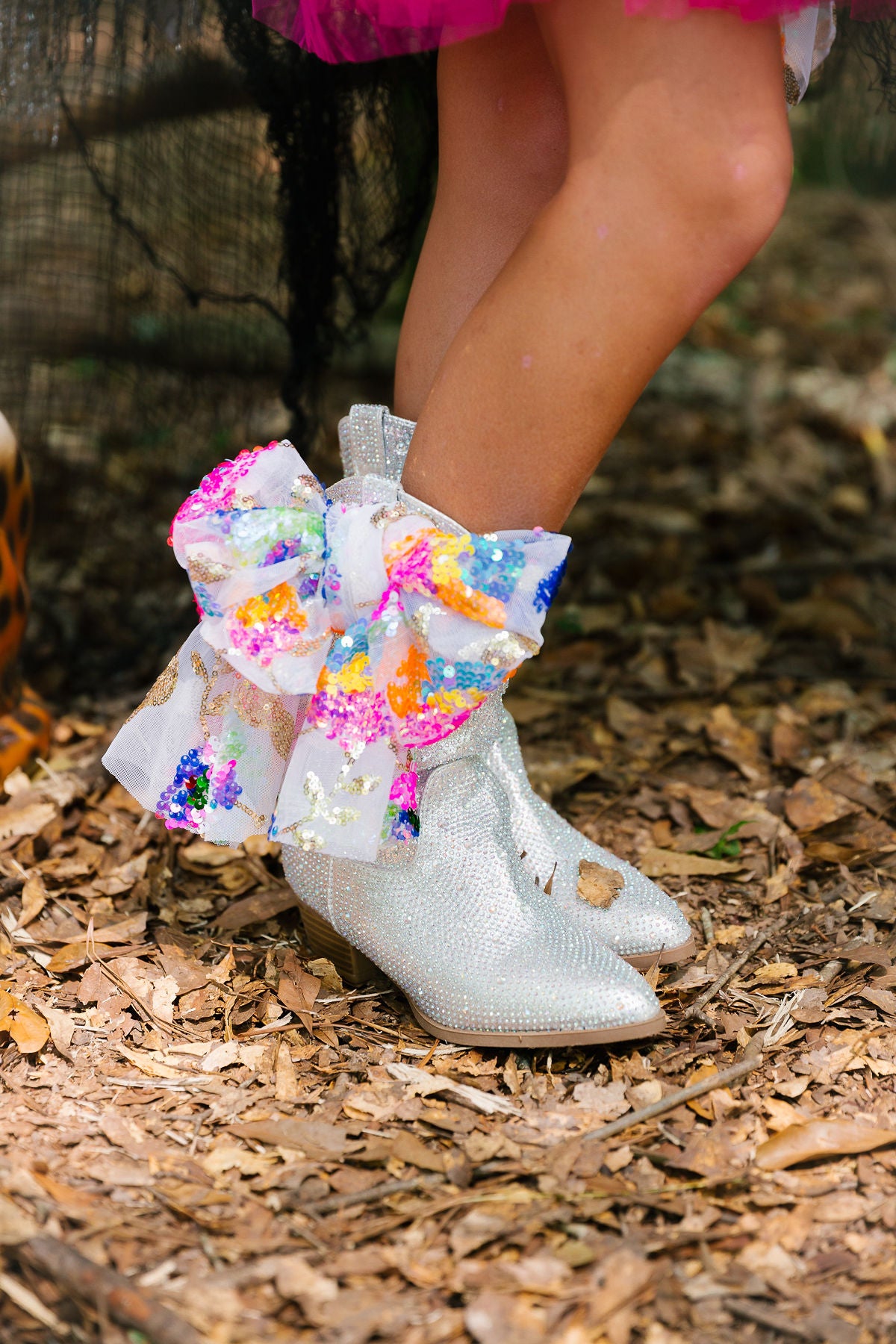 MINI KIDS RAINBOW RHINESTONE SILVER SPARKLE BOOTS BOOTS Judith March