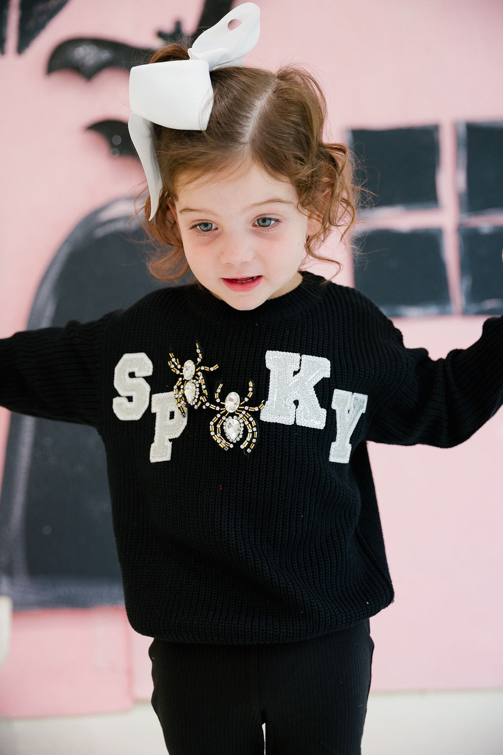 MINI KIDS SPOOKY SPIDER BLACK SWEATER PULLOVER Judith March