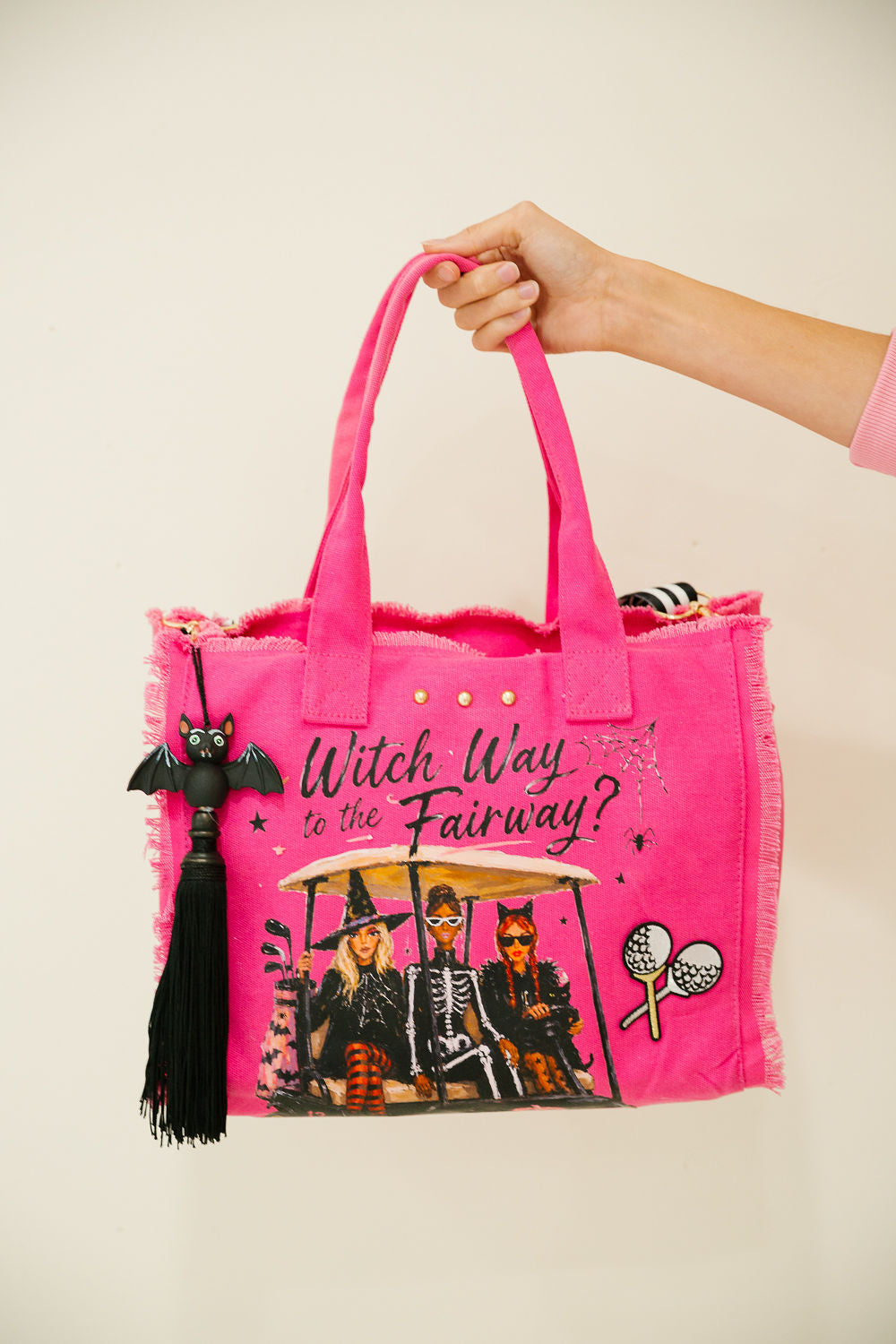 WITCH WAY TO THE FAIRWAY PINK TOTE Clutch Judith March