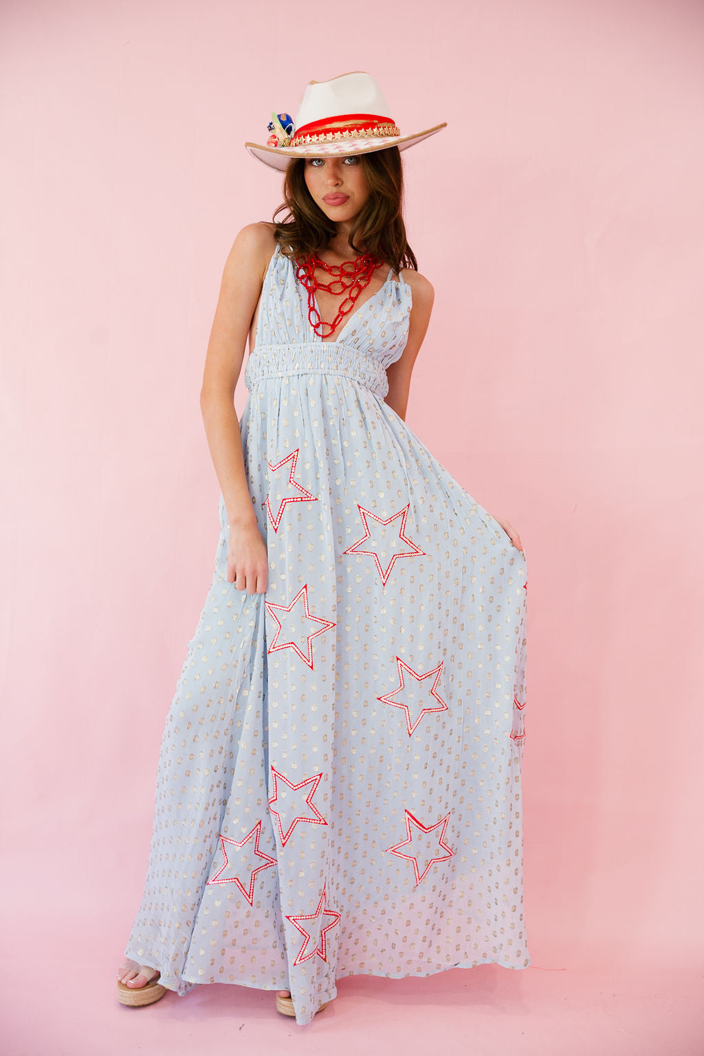 patriotic maxi dress CELEBRATION PATRIOTIC BLUE DRESS LARGE